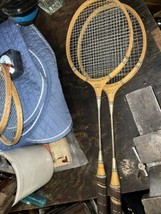 Pair Of Vintage Gold Label Badminton Rackets Pro Model - £19.97 GBP