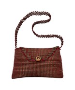 Vintage Woven Straw Crossbody Bag – Red Accents &amp; Magnetic Closure – 70s... - $526.74 MXN