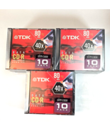 TDK 80 Minute/700MB Data CD-R  Slim Case 10-Pack Lot of 3 New In Packages - $565.28 MXN
