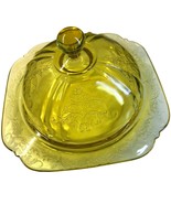 Vintage Federal Glass Madrid Pattern Yellow Amber Butter / Cheese Covere... - $69.96