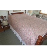 Hand Quilted REVERSIBLE FLORAL Bed Cover QUILT w/Double Bed SKIRT- 84&quot; x... - £47.90 GBP