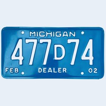 2002 United States Michigan Base Dealer License Plate 477D74 - $16.25 CAD