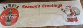 Always Coca Cola Season&#39;s Greetings Santa Large Ad Sign Unused  strings ... - $14.85