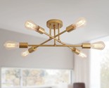 The Meixisue Gold Modern Sputnik Chandelier Ceiling Light Fixtures, 6-Li... - $51.97