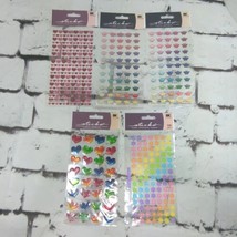 Sticko Scrapbooking Stickers Lot Of 5 Sheets Rainbow Hearts Flowers Butterflies - £11.08 GBP