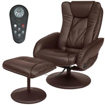 Sturdy Brown Faux Leather Electric Massage Recliner Chair w/ Ottoman - $491.99