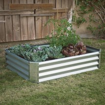 Industrial Farmhouse Steel Raised Garden Bed Metal Planter with Lining - £116.31 GBP