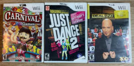 Nintendo Wii 3 Game Lot: Deal or No Deal, Just Dance 2, Carnival Games - £14.78 GBP