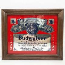 Vintage Budweiser Mirror Framed Pub Sign Anheuser-Busch Man Cave Bar Dec... - £79.82 GBP