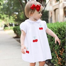 The Proper Peony Classic Baby Girls Cherry White Dress &amp; Bloomers 24 Mon... - $38.40