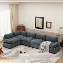 Modular Deep Gray Sectional Sofa with Storage - £982.84 GBP