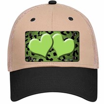 Lime Green Black Cheetah Hearts Oil Rubbed Novelty Khaki Mesh License Plate Hat - £23.31 GBP