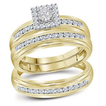 10kt Yellow Gold His &amp; Her Round Diamond Matching Bridal Wedding Ring Set - £609.39 GBP