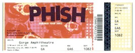 Phish Untorn Concierto Ticket Stub Julio 12 2003 Desfiladero Amph. George, - £41.93 GBP