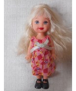 Mattel Kelly Li&#39;l Friends of Barbie Doll Pink Dress Black Shoes Blue Eye... - £6.77 GBP