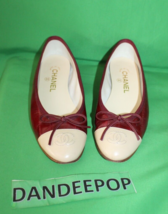 Chanel Designer Ballet Flats Burgundy Beige Logo Shoes Italy Size Women&#39;s 36.5 - £474.80 GBP