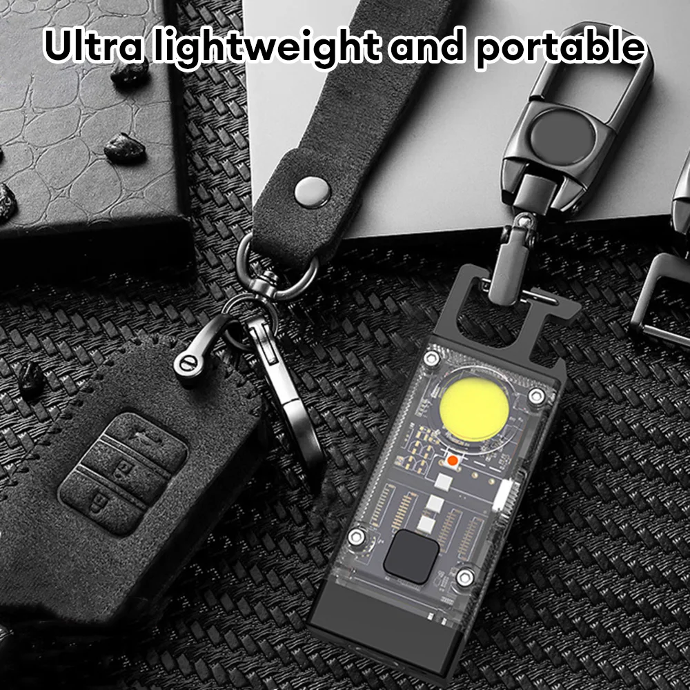 Mini Multifunctional Portable LED COB Flashlight Keychain 800LM USB Rechargeable - £13.46 GBP