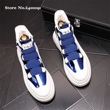 New luxury charming men gold white style casual high top shoes flats male designer prom thumb200