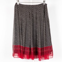 Anne Klein Womens Skirt 4P Petite Silk Black White Red Layared Pleated Flowy - £13.12 GBP