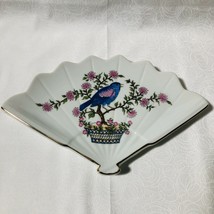 Fan Shaped Trinket Dish Aviary Inspired by Rare French Prints Blue Bird ... - £9.39 GBP