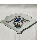 Fan Shaped Trinket Dish Aviary Inspired by Rare French Prints Blue Bird ... - £9.48 GBP