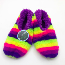 Snoozies Women&#39;s Soft Fuzzy Purple Stripe Slippers Medium 7/8 - £10.27 GBP