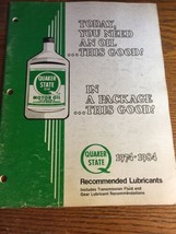 Vintage  Quaker State Recommended Lubricants Catalog 1974-1984 - $23.93