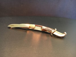 Swank Sword Cream Color Handle Design Blade Knife Necktie Tie Bar Jewelry - £15.94 GBP
