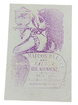 1880 Antique Madison Bakery And Saloon Madison In Ad Trade Card Geo Kleinhenz - £54.55 GBP