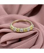 1.00 Karat Runde Kunstdiamanten Grown Gelb Weiß Diamant Ehering 14k Gelb... - $644.05+