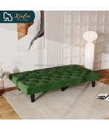 US Evolution 66\&quot; Black Velvet Sofa Bed Modern Design with Wood Material... - $335.08 CAD