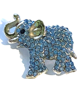 Elephant Brooch Blue Trunk Up Pin Safari Silver Tone Jewelry Fashion Asi... - £15.58 GBP