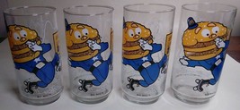 Set Of 4 Big Mac Mc Donal Ds Action Series Collectible Drinking Glass Vintage 1977 - £31.27 GBP