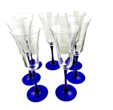 Cobalt Blue Flute Glasses Set of Seven Glasses - $48.51