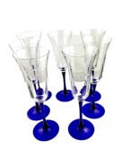 Cobalt Blue Flute Glasses Set of Seven Glasses - £38.33 GBP