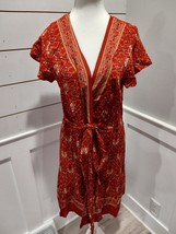 Temofon Women Red Tie Wrap Dress Size Medium Dress - £11.78 GBP