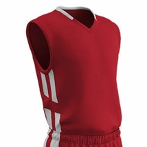 MNA-1119081 Champro Adult Muscle Basketball Jersey Scarlet White 2XL - £13.84 GBP