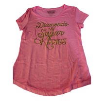 NWT Rocker Girl large 11/13 Pink/Gold Graphic Short sleeve Shirt Diamonds - $8.00