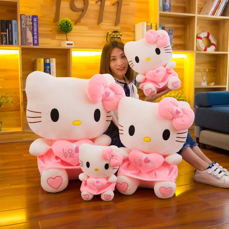 Sanrio Love Cute 25~55cm Hello Kitty Plush Toys Movie Kt Cat Dolls Soft Stuffed - $27.15