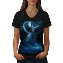 Wellcoda Galaxy Space Horse Womens V-Neck T-shirt, Galaxy Graphic Design Tee - £16.02 GBP