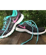 Nike Pink Black Aqua Tie Women&#39;s smaller US 6.5 EUR 37.5 Sneakers Workou... - $15.23 CAD