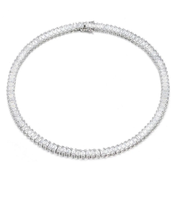 ADIRFINE 18K Gold Plated Emerald Cut Cubic Zirconia Choker Tennis Necklace - £70.26 GBP