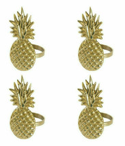 Pineapple Napkin Rings Set of 4 Goldtone Welcome Beach Summer Cottage Home - $29.37