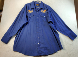 Plains Western Wear Shirt Mens 2X Blue Long Sleeve Pockets Collared Button Down - £17.64 GBP
