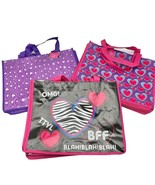 Bundle of 12 Girly Girl Tote Bags Hearts Valentines Purple Pink Reusable... - £18.79 GBP