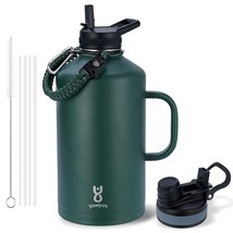 Insulated Water Bottle 128 Oz With 2-In-1 Straw Lids &amp; Handle,1 Gallon Water Bot - $73.99