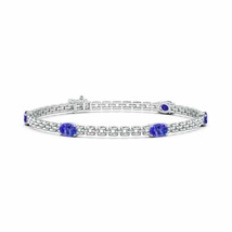 ANGARA Five Stone Oval Tanzanite Station Link Bracelet in 14K Solid Gold - £1,940.01 GBP