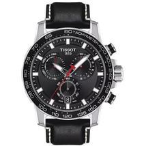 Orologio da uomo Tissot Supersport Chrono quadrante nero in pelle nera... - $342.24