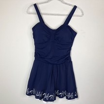 D &amp; CO Beach Womens Skirt Swimsuit Sz 8 Blue One Piece Padded Top Lined ... - £15.44 GBP
