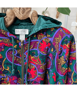 Vintage 90s SG Sport Bold Colorful Filagree Hooded Satin Windbreaker Jac... - €23,48 EUR